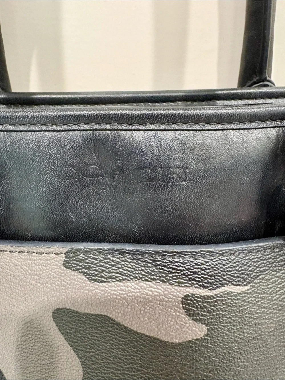 Coach Metropolitan Gray Black Camo Leather Tote Laptop Business Bag